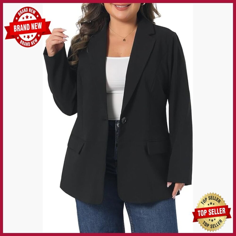 Plus Size Blazer Lapel Button Work Office Professional Suit Jacket